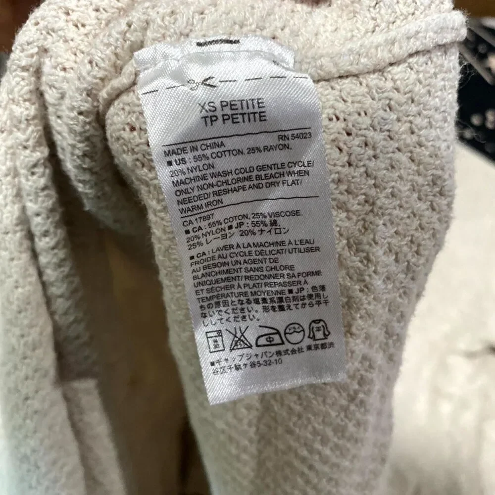 Banana Republic Cardigan Sweater Women’s XSP Beige Cotton Knit Duster Academia - Picture 4 of 7